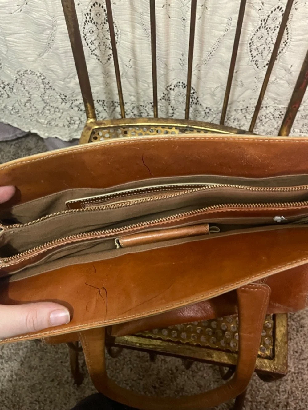 Maxx New York: cognac brown leather satchel